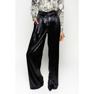 Pinko black sayonara pants shiny wide leg size 4‎ NEW party